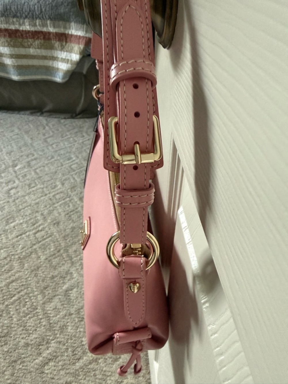 Dooney & Bourke Pink Leather Shoulder Hobo with Gold Hardware - Picture 3 of 5
